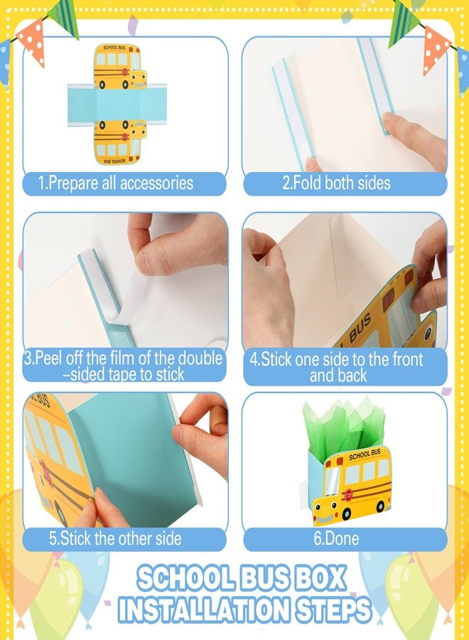 Weekgrat مجموعة ويكغرات المكونة من 6 مجموعات من زينة طاولات حفلات العودة إلى المدرسة على شكل حافلة مدرسية، مع مجسمات لوسائل النقل، مثالية لحفلات أعياد ميلاد الأطفال. - Image 3